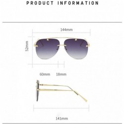 Rimless Pilot Sunglasses for Women Rimless Big Lend Gradient Shade UV Protection - C3 - CY190OMGZKN $14.82