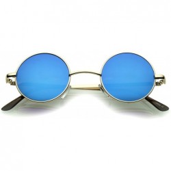 Oval Small Retro Lennon Inspired Style Neutral-Colored Lens Round Metal Sunglasses 41mm - Gold / Blue Mirror - CF12N1CFRFO $2...