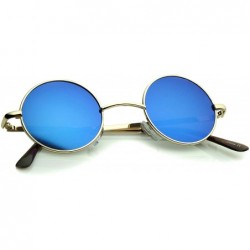 Oval Small Retro Lennon Inspired Style Neutral-Colored Lens Round Metal Sunglasses 41mm - Gold / Blue Mirror - CF12N1CFRFO $1...