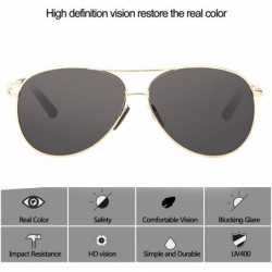 Aviator Premium Military Style Classic Aviator Polarized Sunglasses - 100% UV Protection - Gold Frame Black Lens - CU18CD7SAS...