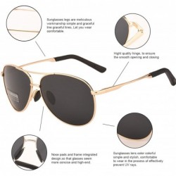 Aviator Premium Military Style Classic Aviator Polarized Sunglasses - 100% UV Protection - Gold Frame Black Lens - CU18CD7SAS...