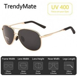 Aviator Premium Military Style Classic Aviator Polarized Sunglasses - 100% UV Protection - Gold Frame Black Lens - CU18CD7SAS...