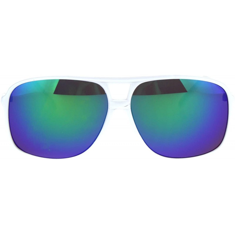 Sport Mens Reflective Color Mirror White Plastic Sport Racer Sunglasses - Teal - CF185ORN58I $7.64