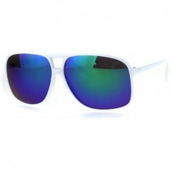 Sport Mens Reflective Color Mirror White Plastic Sport Racer Sunglasses - Teal - CF185ORN58I $7.64