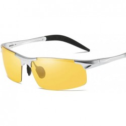 Semi-rimless Men's Polarized Photochromic Semi-Rimless Sunglasses Driving Eyewear - Silver Legs - CM18HEHNERW $23.76