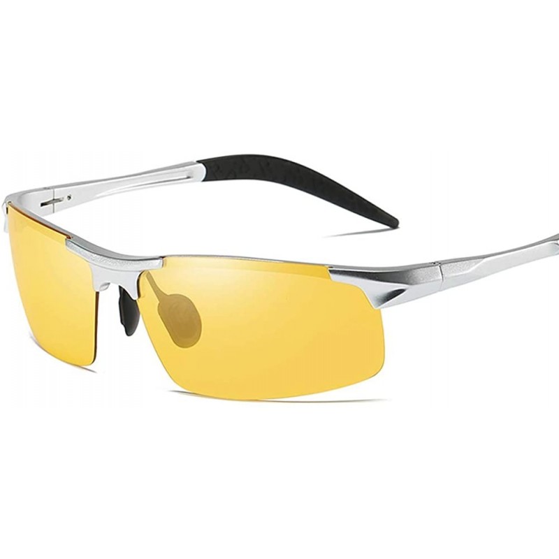 Semi-rimless Men's Polarized Photochromic Semi-Rimless Sunglasses Driving Eyewear - Silver Legs - CM18HEHNERW $15.73