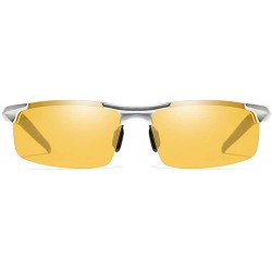 Semi-rimless Men's Polarized Photochromic Semi-Rimless Sunglasses Driving Eyewear - Silver Legs - CM18HEHNERW $15.73