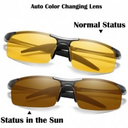 Semi-rimless Men's Polarized Photochromic Semi-Rimless Sunglasses Driving Eyewear - Silver Legs - CM18HEHNERW $15.73