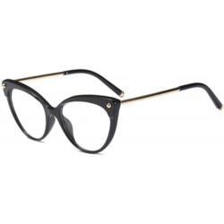 Cat Eye Unisex Retro Plastic Metal Round Full Frame Cat Eye Design Sunglasses - Bring Black - C418T4SOCC5 $20.70