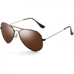 Wrap Polarized Classic Aviator Shaped Sunglasses Lightweight Style for Men Women - Brown Frame / Brown Lens - CU1850NWQKY $38.80