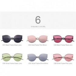 Aviator Women Classic Brand Designer Cat Eye Sunglasses Rimless Metal Frame C01 Black - C05 Silver - CN18XDW74O2 $13.75