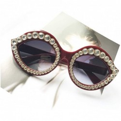 Cat Eye Women's Fashion Sunglasses Cat-Eye Glasses with Rhinestone - Red-gray - CM18A5U484S $15.58