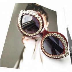 Cat Eye Women's Fashion Sunglasses Cat-Eye Glasses with Rhinestone - Red-gray - CM18A5U484S $15.58