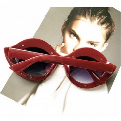 Cat Eye Women's Fashion Sunglasses Cat-Eye Glasses with Rhinestone - Red-gray - CM18A5U484S $15.58