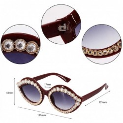 Cat Eye Women's Fashion Sunglasses Cat-Eye Glasses with Rhinestone - Red-gray - CM18A5U484S $15.58