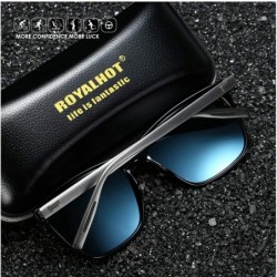 Oval Men Women Polarized Sunglasses Aluminum Magnesium Alloy Driving Sun Glasses Shades Male 90083 - Black - CN18X2H6G0X $17.99