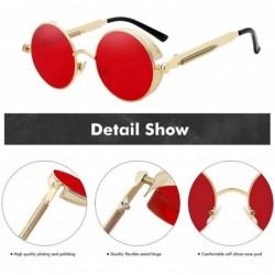 Round Round Metal Sunglasses Steampunk Men Women Fashion Glasses Er Retro Vintage UV400 - Silver W Black - C1199CQG028 $35.06