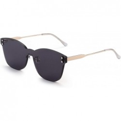 Oversized One Piece Rimless Sunglasses Women Transparent Candy Color Tinted Lens - Grey - CE18QTG2KE0 $31.55