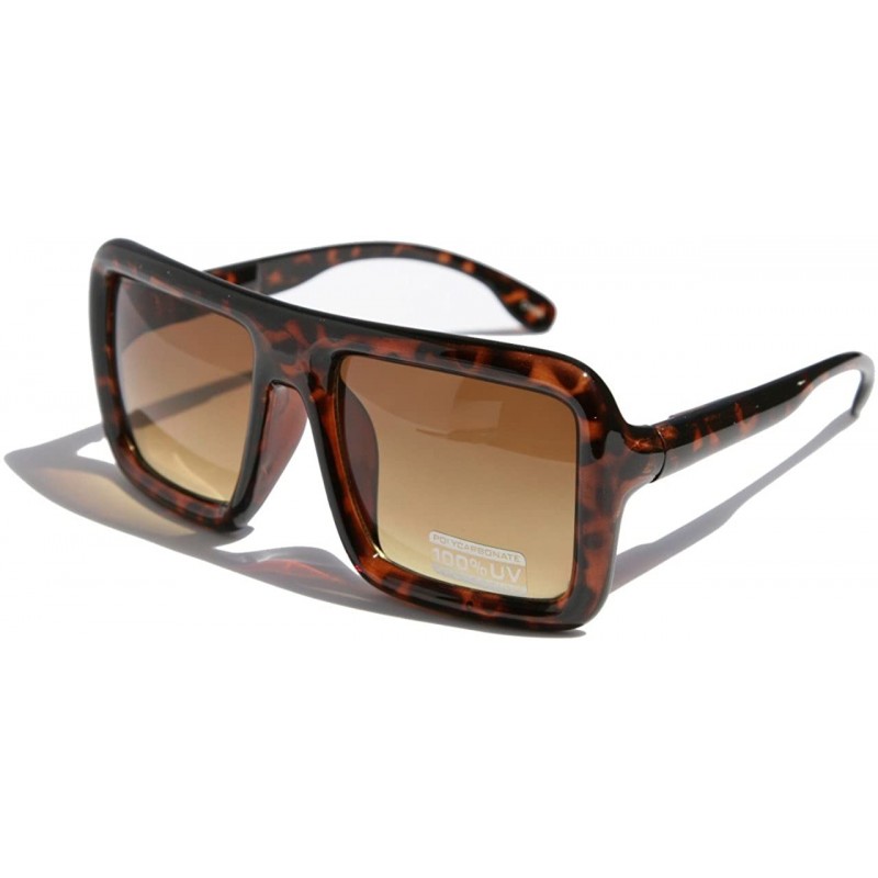 Rectangular Oversized Square Hipster Thick Frame Unisex Rectangular Sunglasses - C617YY5C6KM $10.86