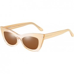 Oversized Women Sunglasses Retro Vintage Cateye Sunglasses for Women Polarized Lens W005 - Champagne - CM18G7H4L8H $25.27
