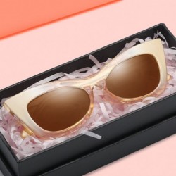 Oversized Women Sunglasses Retro Vintage Cateye Sunglasses for Women Polarized Lens W005 - Champagne - CM18G7H4L8H $13.85