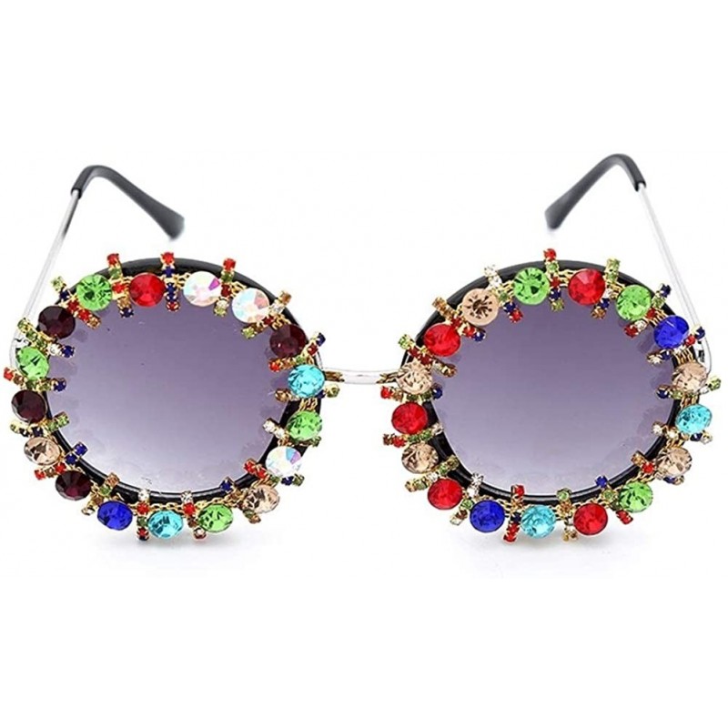 Round Fashion Round Crystal Sunglasses Women Colorful Diamond Metal Frame Sun Glasses For Men Female UV400 - 2 - CQ198GG50EI ...