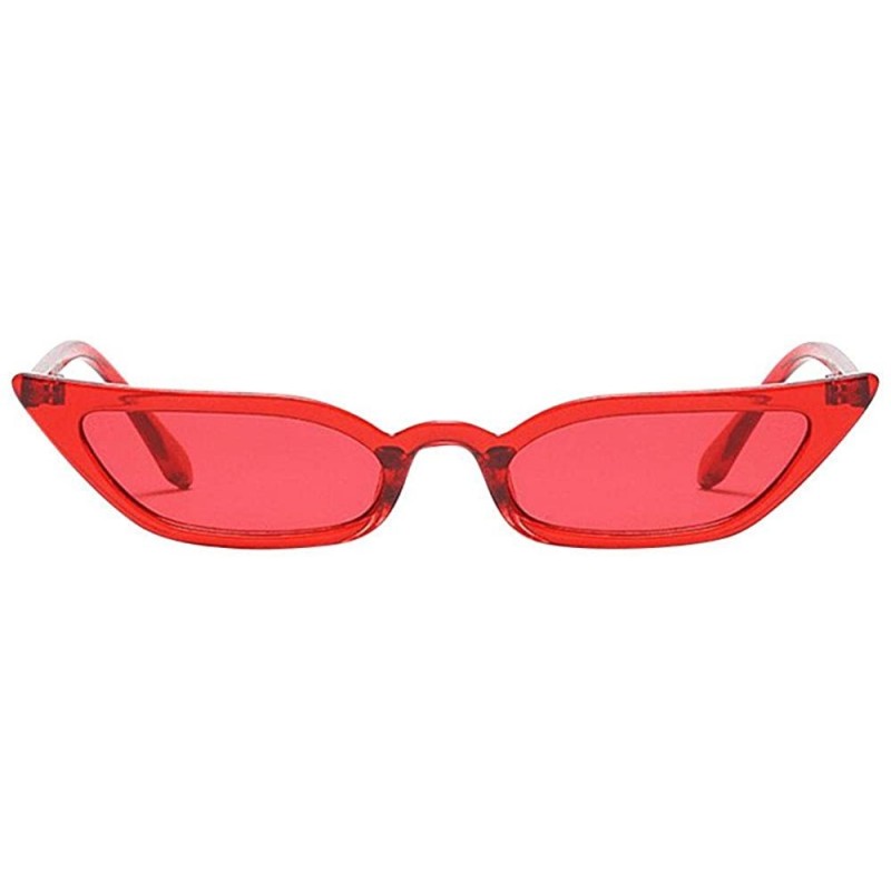 Goggle Women Retro Vintage Cat Eye Sunglasses Small Frame UV400 Eyewear Slim Sun Glasses - Red - C718ULI73T6 $10.18