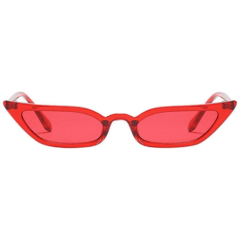 Goggle Women Retro Vintage Cat Eye Sunglasses Small Frame UV400 Eyewear Slim Sun Glasses - Red - C718ULI73T6 $10.18