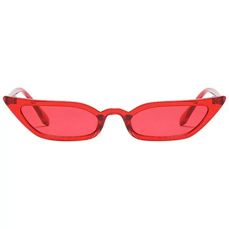 Goggle Women Retro Vintage Cat Eye Sunglasses Small Frame UV400 Eyewear Slim Sun Glasses - Red - C718ULI73T6 $10.18