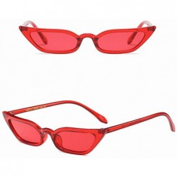 Goggle Women Retro Vintage Cat Eye Sunglasses Small Frame UV400 Eyewear Slim Sun Glasses - Red - C718ULI73T6 $10.18