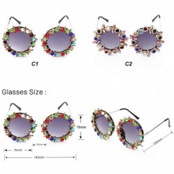Round Fashion Round Crystal Sunglasses Women Colorful Diamond Metal Frame Sun Glasses For Men Female UV400 - 2 - CQ198GG50EI ...