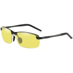 Square New Al-Mg Frame Polarized Sunglasses Night Vision Photochromic Men Riding Sunglasses - Black - CF18WMGU7R3 $23.26