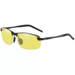 Square New Al-Mg Frame Polarized Sunglasses Night Vision Photochromic Men Riding Sunglasses - Black - CF18WMGU7R3 $40.03