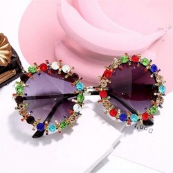 Round Fashion Round Crystal Sunglasses Women Colorful Diamond Metal Frame Sun Glasses For Men Female UV400 - 2 - CQ198GG50EI ...