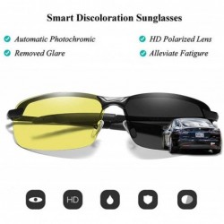 Square New Al-Mg Frame Polarized Sunglasses Night Vision Photochromic Men Riding Sunglasses - Black - CF18WMGU7R3 $23.26