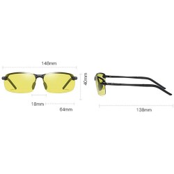 Square New Al-Mg Frame Polarized Sunglasses Night Vision Photochromic Men Riding Sunglasses - Black - CF18WMGU7R3 $23.26