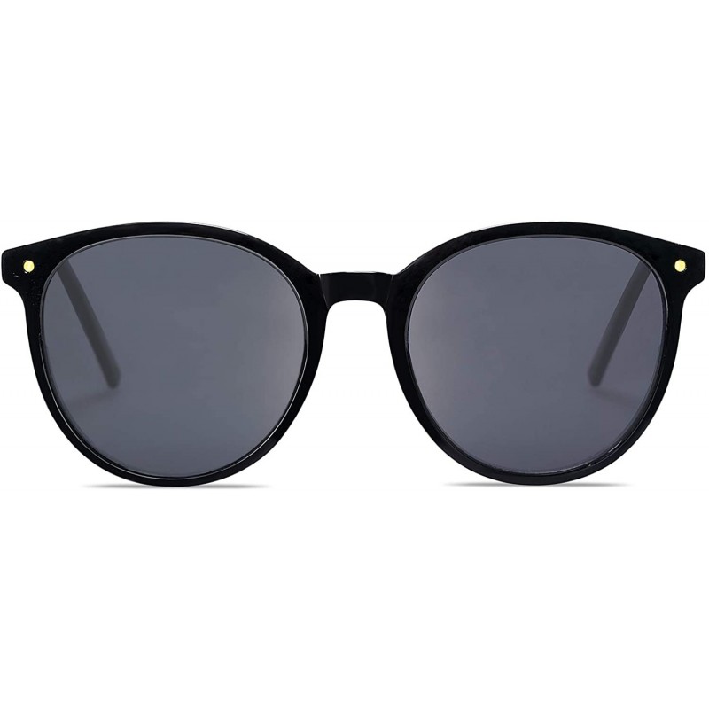 Round Vintage Round Sunglasses for Women Classic Retro Designer Style SJ2120 - C1 Black Frame/Grey Lens - CR198Y5GKYS $15.58