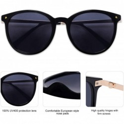 Round Vintage Round Sunglasses for Women Classic Retro Designer Style SJ2120 - C1 Black Frame/Grey Lens - CR198Y5GKYS $15.58