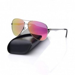 Aviator Women Designer Sunglasses UV Protection Glasses Classical Polarized glasses - Nylon Mirrored Lens - Pink - CV18UEMELH...
