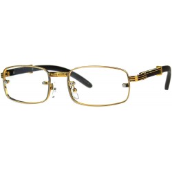 Rectangular Rectangle Wood Buffs Glasses Clear Lens Gold Unisex Fashion Eyeglasses UV400 - CA1803RI0Q3 $22.48