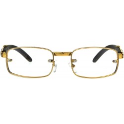 Rectangular Rectangle Wood Buffs Glasses Clear Lens Gold Unisex Fashion Eyeglasses UV400 - CA1803RI0Q3 $12.55