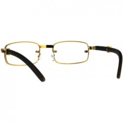 Rectangular Rectangle Wood Buffs Glasses Clear Lens Gold Unisex Fashion Eyeglasses UV400 - CA1803RI0Q3 $12.55