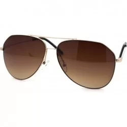 Oversized Mens Metal Rim Pilots Officer Cop Style Racer Sunglasses - Gold Brown - CB195M5X40W $18.71