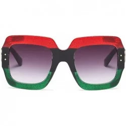 Square Oversized Square Woman Sunglasses Vintage Men Eyewear Luxury Retro Plastic Sun Glasses - Red-green/Gradual Gray - CJ18...