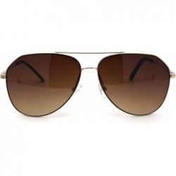 Oversized Mens Metal Rim Pilots Officer Cop Style Racer Sunglasses - Gold Brown - CB195M5X40W $11.47