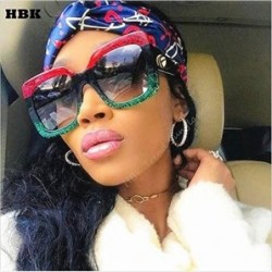 Square Oversized Square Woman Sunglasses Vintage Men Eyewear Luxury Retro Plastic Sun Glasses - Red-green/Gradual Gray - CJ18...