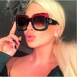 Square Oversized Square Woman Sunglasses Vintage Men Eyewear Luxury Retro Plastic Sun Glasses - Red-green/Gradual Gray - CJ18...