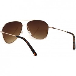 Oversized Mens Metal Rim Pilots Officer Cop Style Racer Sunglasses - Gold Brown - CB195M5X40W $11.47