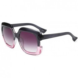 Rectangular Sunglasses Oversized Rectangular Frame Women's Fashion Sun Resin frame - Grey Pink - CY18DWD89MQ $11.55