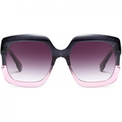 Rectangular Sunglasses Oversized Rectangular Frame Women's Fashion Sun Resin frame - Grey Pink - CY18DWD89MQ $11.55